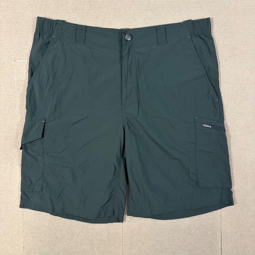 Columbia Silver Ridge Cargo Shorts Mens 38 Green Omni-Shade Nylon 10" Inseam